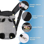Dog Backpack Carrier, Front Pocket for Essentials, Legs Out Carrying Sling Travel Bag for Small Medium Dogs 4-7 Lbs, Soft Wearable Puppy Chest Carry Backpacks for Walking/Hiking/Camping/Traveling