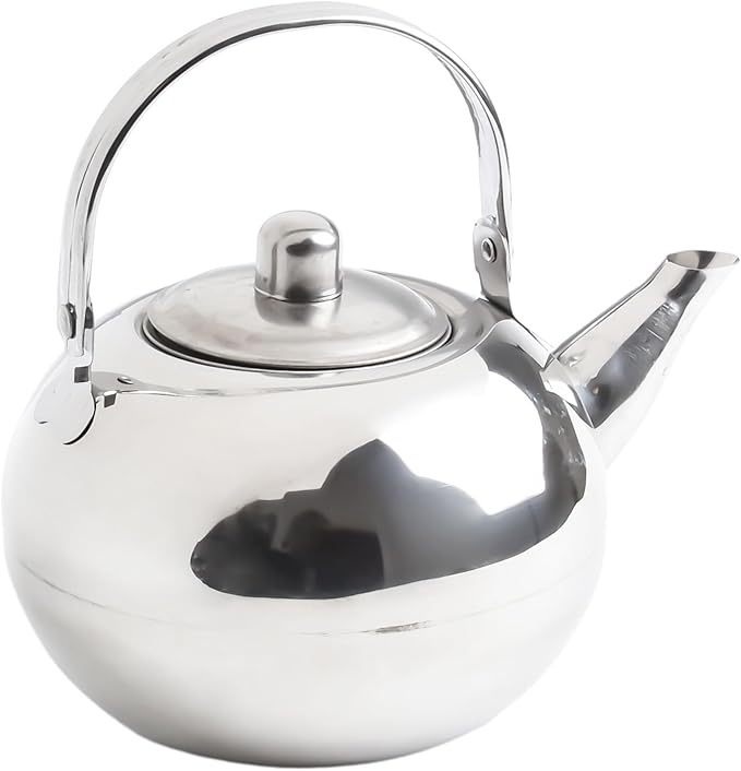 Stainless Steel Tea Kettle, Heat Resistant Handle Stovetop Camping Coffee Pot Water Bottle with Built in Filter for Tea and Beverage Brewing(16cm)