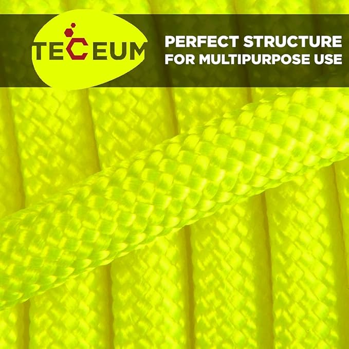 TECEUM 5/32" Paracord Rope 1000 – 1000ft / 200ft / 100ft / 50ft – Tactical Parachute Cord 4mm – 45+ Colors – Nylon String for Survival & Camping Gear – Stripe Cord for Survival – Utility Rope