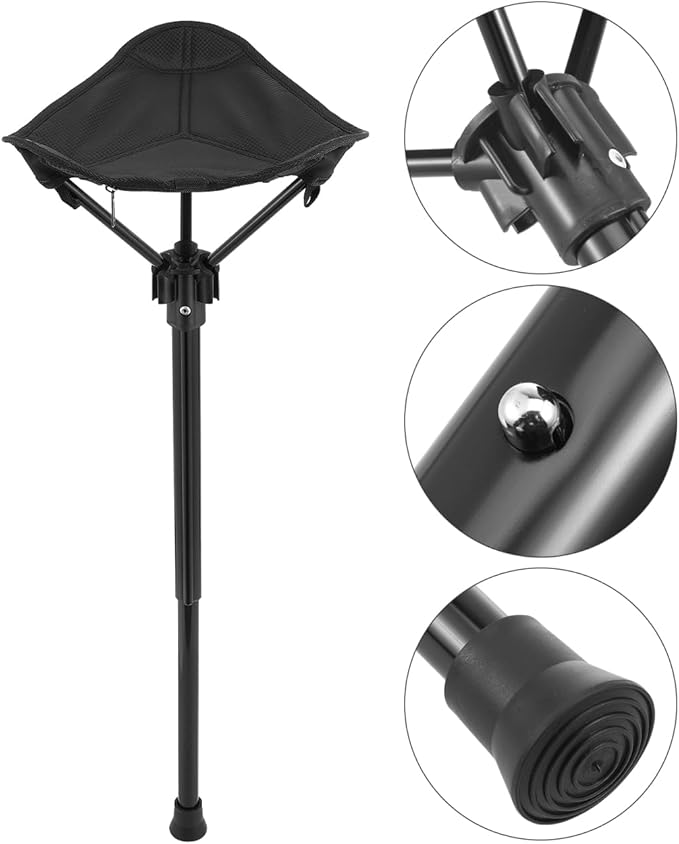 SUPVOX Portable Folding Chair: Adjustable Height Collapsible Stool for Outdoor Camping - Lightweight and Space-Saving Design - Durable Aluminum and Nylon Construction