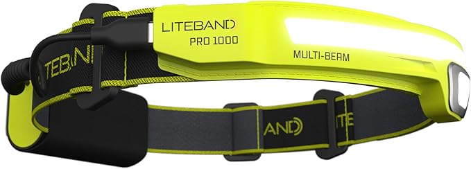 LED Headlamp, Liteband PRO 1000 Lumen Super Bright Head Lamp, Powerful Rechargeable Battery Powered Tactical Headlamps, Camping, Running, Hard Hat Light, Best Rated Forehead Flashlight, Yellow