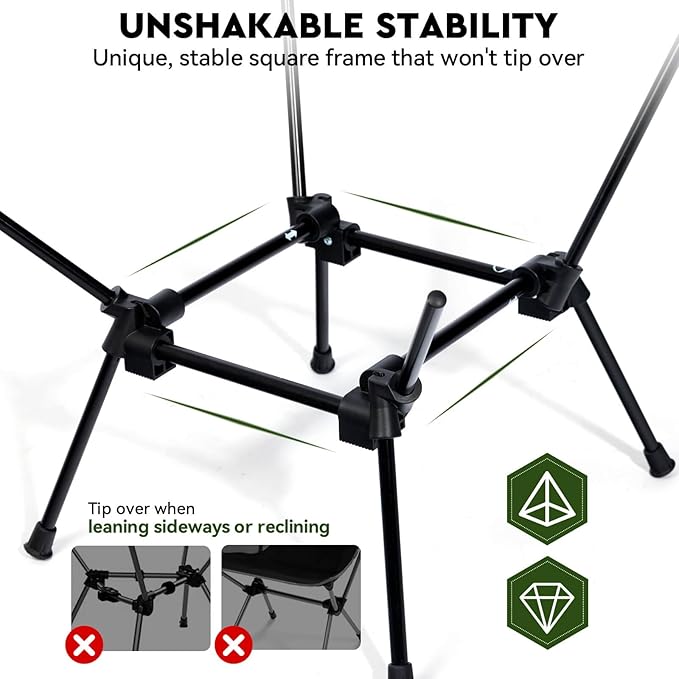 Lightweight Camping Chair, Portable Folding Chair for Camp, Backpacking, Beach, Hiking, Outdoors, Picnics, Khaki