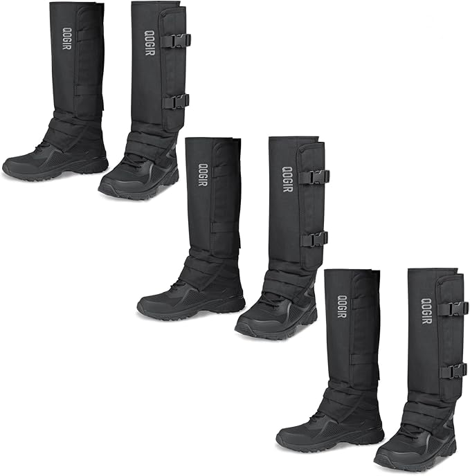 QOGIR Snake Gaiters 3 Pack: Durable Snake Guards for Hunting, Snake Gaiter Leggings for Men & Women, Snake Bite Protection for Lower Legs, Snake Proof Gaiters