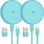 MagSafe Charger 2 Pack 15W Magnetic Wireless Charger Fast Charging Pad Compatible with iPhone 17/16/15/14/13/12 Series & AirPods 4/3/2/Pro Magnetic MagSafe Charging Pad with Dual Ports-Light Green