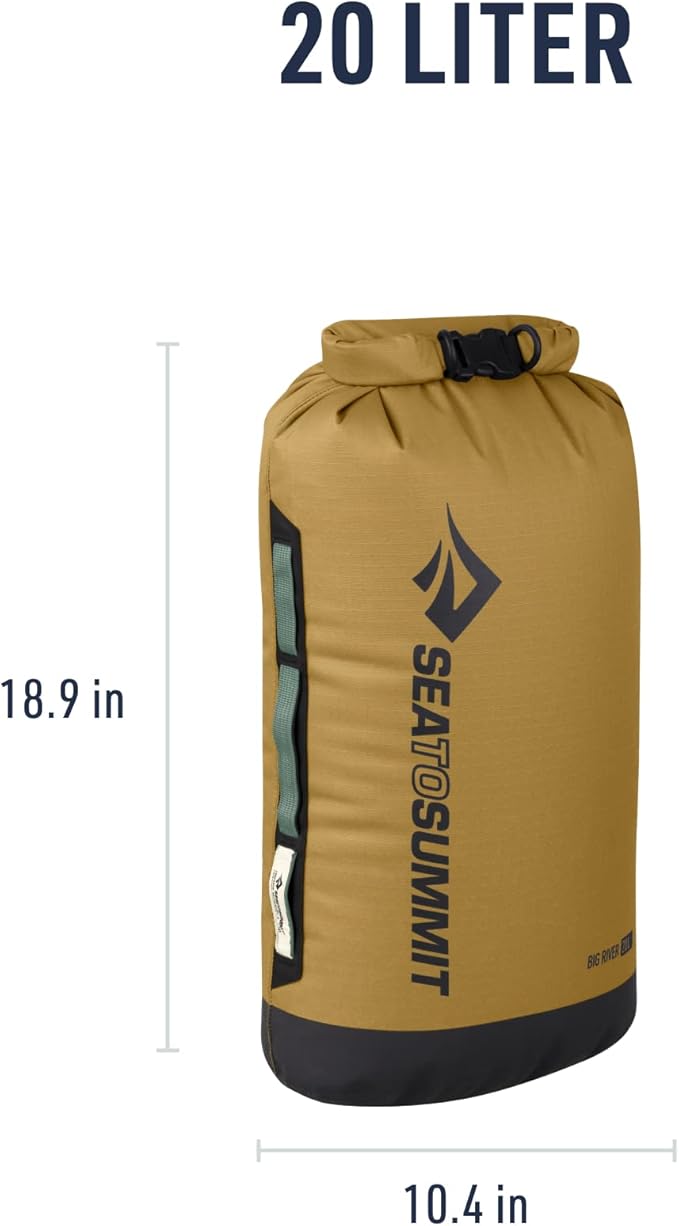 Sea to Summit Big River Dry Bag, Heavy-Duty Dry Storage, 20 Liter, Gold Brown