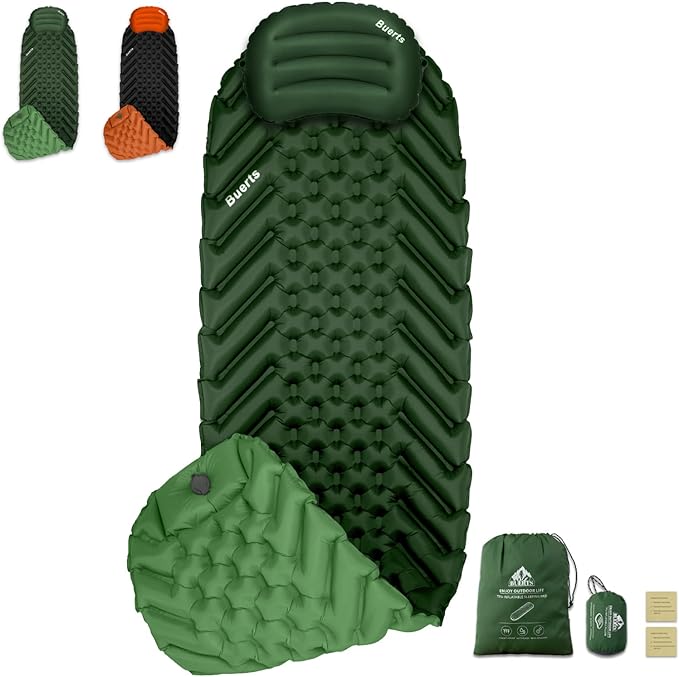 Camping Sleeping mat and Inflatable Pillow - Set, Portable, Ultra-Light, Thickened, Quick to inflate in 30s, can be Spliced. Suitable for Backpacking, Hiking, Camping and Other Scenes