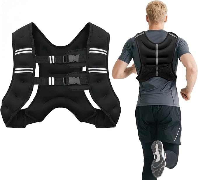 Weighted Vest for Woman Men,6lb/8lb/12lb/16lb/20Lb/25lb Weight Vest with Reflective Stripe Adjustable Buckle Strap Back Pocket Workout Strength Training Walking Jogging Running