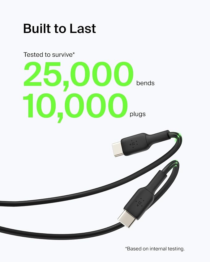 Belkin BoostCharge USB-C Cable to USB-A Cable (2M/6.6ft) for iPhone 16, iPhone 16 Pro, Samsung Galaxy S25, S24, Pixel 9, iPad Pro, Nintendo Switch 2, Carplay & More - Black (2-Pack)