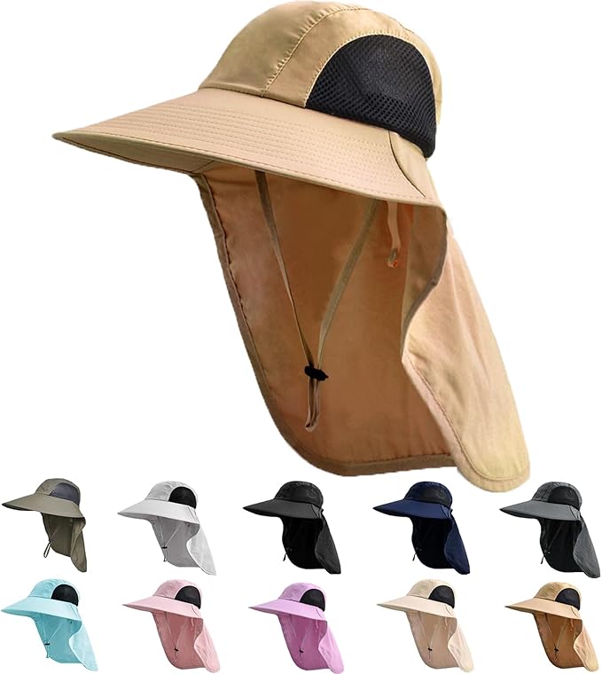 Sun Hat for Men Women with Neck Flap,UPF 50+ UV Protective Hiking Fishing Hats,Wide Brim Sun Hat for Women&Men