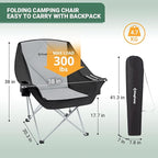 KingCamp Oversized Camping Chair, Padded Folding Couch for Adults, Heavy Duty 300lbs Large Comfortable Sofa Seat with Ice Bag Cup Holder for Outdoor Sports Backyard Patio Lawn, Black/Grey