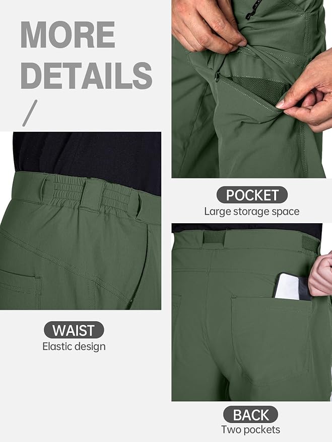 FREE SOLDIER Men's Outdoor Cargo Hiking Pants with Belt Lightweight Waterproof Quick Dry Tactical Pants Nylon Spandex