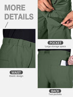 FREE SOLDIER Men's Outdoor Cargo Hiking Pants with Belt Lightweight Waterproof Quick Dry Tactical Pants Nylon Spandex