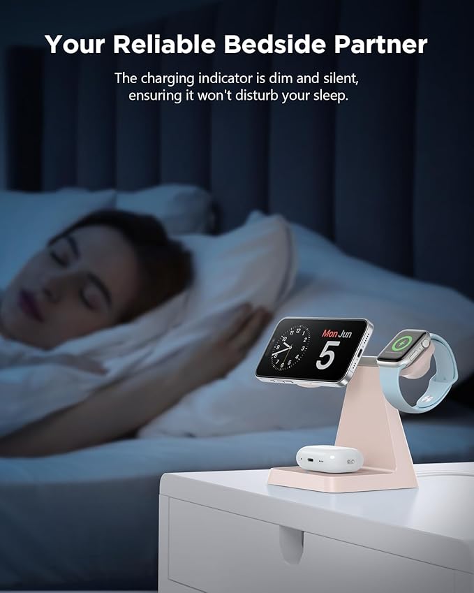 Magnetic Wireless Charger for iPhone - 3 in 1 Charging Station for Multiple Devices Charger Stand for Apple Watch iPhone 16 15 14 13 12 Pro Max
