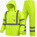 Hi Vis Class 3 Safety Rain Jacket for Men Waterproof, Reflective High Visibility Rain Gear Construction Rain Suit (S/M,Yellow)