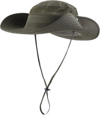 Connectyle Wide Brim Sun Hat for Men Breathable Cowboy Boonie Hat UPF 50+ Sun Protection Bucket Hat for Fishing Hiking