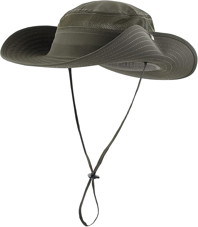 Connectyle Wide Brim Sun Hat for Men Breathable Cowboy Boonie Hat UPF 50+ Sun Protection Bucket Hat for Fishing Hiking