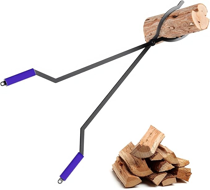 IDZO 40" Fireplace Tongs, Heavy Duty Steel Fire Tongs, Log Grabber, Firewood Tongs & Fire Pit Tools for Fire Pits, Campfires, Fire Rings, Backyard Deck, Suitable for Indoor & Outdoor Use
