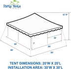 Party Tents Direct 20’ x 20’ Weekender Canopy Pole Tent, Indoor and Outdoor Heavy Duty Easy Up, 80 Person Capacity Tent for Parties, Weddings, and Events, Commercial and Residential Use, PVC White Top