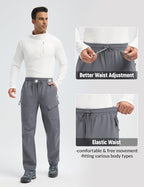 baleaf Men's Fleece Lined Hiking Cargo Pants Softshell Water Resistant Snow Thermal Pants Winter Insulate with Zipper Pocket