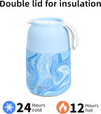 Thermo for Hot Food for Adults Kids | Wide Mouth, 18 oz Insulated Food Jar with Spoon, Leakproof Soup Thermo for School Office Travel, Thermal Steel Lunch Container Easy to Carry (Blue)