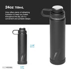 EcoVessel Stainless Steel Water Bottle with Insulated Dual Lid, Insulated Water Bottle with Strainer and Silicone Bottle Bumper, Coffee Mug – 24oz (Coral Sand)