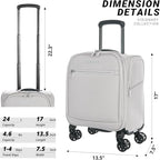 Verage Underseat Carry On Luggage with Wheels & USB Port,14 inch Cloud Gray Wheeled Spinner Carry-on Luggages Bags for Airlines, Lightweight Overnight Suitcase for Men Women