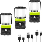3Packs LED Camping Lantern Rechargeable 1000LM, 4500mAh Power Bank, IP44 Waterproof Lantern Flashlight for Hurricane Emergency, Hiking