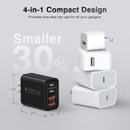 [2-Pack] 40W USB C Charger Block, 4-Port Type C Fast Charging Brick Dual PD&QC Wall Plug Adapter Power Brick for iPhone 13/14/15/16/17/Pro Max/Plus/iPad/Airpods/iwatch/Samsung Galaxy (Black)