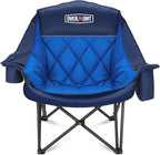 Overmont Oversized XL Camping Chair for Adults - 400lbs Support Heavy-Duty Padded Folding Chair with Side Pocket Cup Holder Cooling Bag for Outdoor Sports Garden Beach Fishing Lawn Blue
