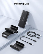 NEWQ 2-in-1 Steam Deck Battery Bank & Stand for Steam Deck/Steam Deck OLED, 20000mAh 65W PD3.0 Fast Charging Power Bank, Steam Deck Accessories, with Dual USB C Cables（Not Suitable for Case） NQ-SD-02