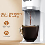 Small Single Serve Coffee Maker, Fast Brew One Cup Coffee Machine for K Cup and Grounds, 6 to 12 oz. Brew Sizes, Capsule Coffee Machine with Descaling Reminder and Viewing Tank, White