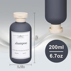 ASEVAT 6.7oz Sealed Plastic Travel Shampoo Bottles, Travel Shampoo and Conditioner Bottles Refillable, Empty Squeeze Bottle, Hand Soap Dispenser for Vacation, Gym, Home(BlueNavyGrey)