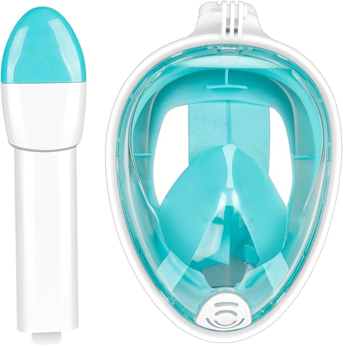 Full Face Snorkel Mask Adults with Dry Top System, Detachable Camera Mount, 180 Panoramic Anti-Fog Anti-Leak Diving Mask for Adult and Kids