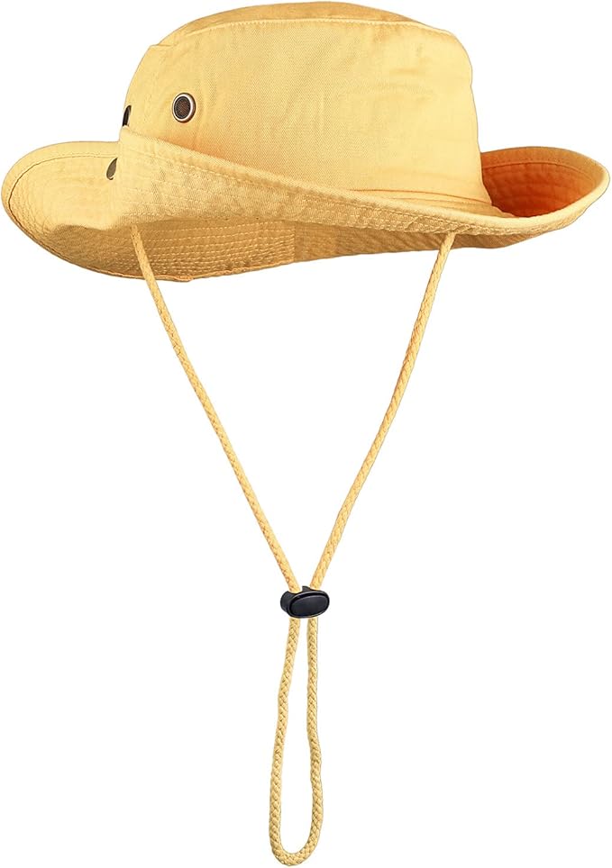 Wide Brim Hiking Fishing Safari Boonie Bucket Hats 100% Cotton UV Sun Protection for Men Women Outdoor Activities