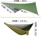 YCD Portable Camping Hammock Set,Single Double Hammock,Insect-Proof net,Rain Fly Tarp,high-Strength Parachute Cloth Hammock,Backpack Hiking Courtyard Outdoor Activities.