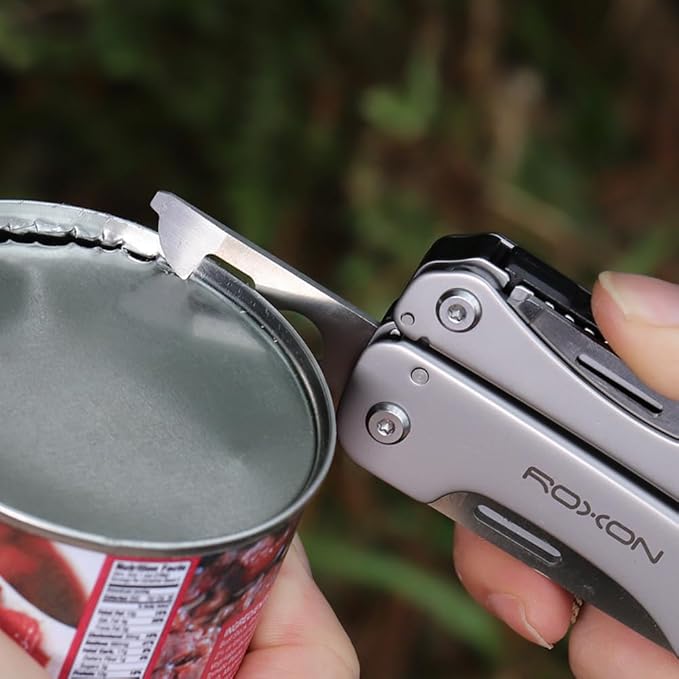 ROXON S803E Elite Flash Multitool with 20 functions including strong pliers, Flint Rod, full-size lockable blades for Outdoor Essential Survival Tool (D2 Blade)