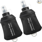 WILDREEDS 150ml Soft Flask, TPU Collapsible Soft Water Bottle for Hydration Pack, Running Vest, Folding Water Bottle for Hiking Cycling Climbing-2Pcs, Black