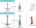 BeGrit Kayak Anchor Small Boat Anchor Folding Marine Anchor for Fishing,Kayak,Paddle Board,Canoe,Jet Ski, with 32.8 ft Anchor Tow Rope Carrying Bag