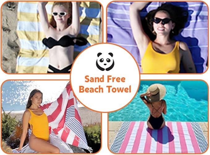 HAVLULAND 6-Packs Turkish Beach Towel Oversized 72"x40", 100% Turkish Cotton, Quick Drying Bath, Pool & Beach Towels - Sand Free, Extra Large, Ultra Soft, Compact & Lightweight for Travel