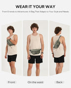 WATERFLY Lightweight Small Fanny Pack: 1.5L Mini Slim Crossbody Waist Belt Hip Bag with RFID Blocking, Anti-Theft & Water Resistant Pouch for Women Men Travel Hiking Running Walking EDC