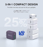 50W 2-Pack USB C Wall Charger Block, 5-Port C Charger Fast Charging Block PD Power Adapter +QC 3.0 Multiport Type C Box Brick Cube USB A Wall Plug for iPhone 16/15/14/13 Pro Max,Samsung Galaxy(Purple)