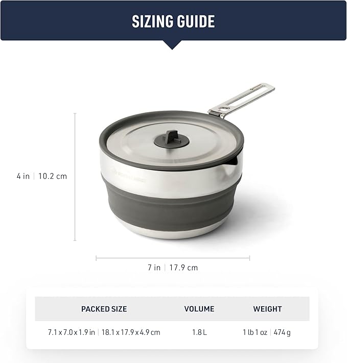 Sea to Summit Detour Stainless Steel Collapsible Pouring Pot, 1.8 Liters