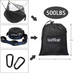 Sunyear Hammock Camping with Rain Fly Tarp and Net, Portable Camping Hammock Double Tree Hammock Outdoor Indoor Backpacking Travel & Survival, 2 Tree Straps,100% Waterproof