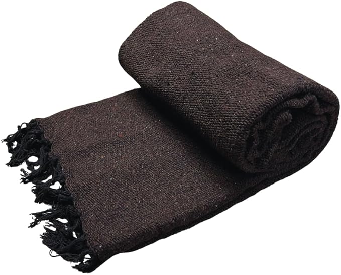 Open Road Goods Solid Color Mexican Yoga Blanket – Large Handwoven Throw for Yoga, Beach, Camping or Home – Soft and Durable Cotton Blend