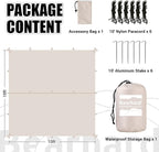 Bearhard Waterproof Camping Tarp, Lightweight Hammock Rain Fly, UV Protection and PU 3000mm Waterproof Backpacking Tarp, 10x10ft/10x12ft Large Tent Footprint or Shelter Kit for Hiking and Outdoor Adventure