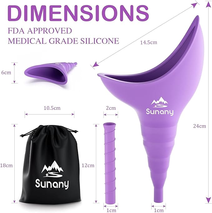 Female Urination Device, Reusable Female Urinal Silicone Women Pee Funnel Allows Women to Pee Standing Up, The Perfect Companion for Camping,Outdoor,Travel（Fuchsia）