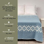Thick Alpaca Wool Blanket Heavyweight Camping Outdoors Indoors Soft Peru King Size Ethnic Design (Soft Gray - Ivory, King Size)