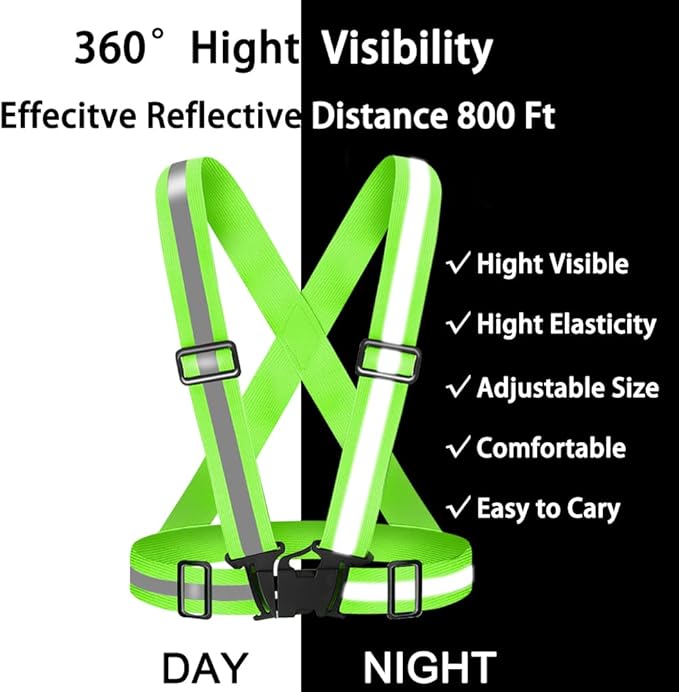 High Visibility Reflective Vest Safety Vest Running Reflective Gear Adjustable Reflective Vest for Walking,Jogging,Hiking,Night Cycling