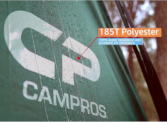 CAMPROS CP Camping Tent 10 Person Family Cabin Tent, 2 Room Water Resistant Waterproof Tent with Top Rainfly, 4 Large Mesh Windows, Double Layer, Easy Set Up, Portable with Carry Bag, 16ft x 9ft x72in