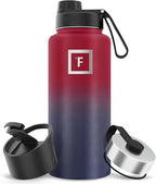 IRON °FLASK Camping & Hiking Hydration Flask with 3 Lids - Stainless Steel, Double Walled & Vacuum Insulated Water Bottle - Leak Proof & BPA Free (Dark Rainbow, Spout - 32 oz)